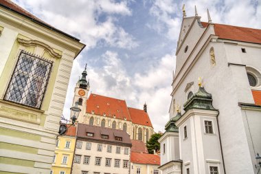 Krems and der Donau, Austria - April 2022 : Historical center in cloudy weather       