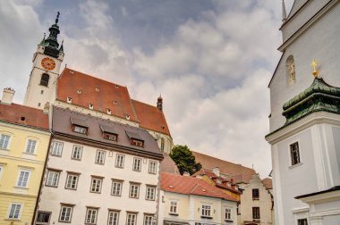 Krems and der Donau, Austria - April 2022 : Historical center in cloudy weather       