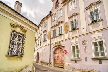 Krems and der Donau, Austria - April 2022 : Historical center in cloudy weather       