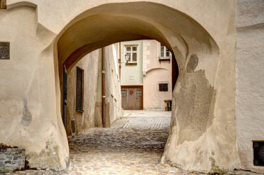 Krems and der Donau, Austria - April 2022 : Historical center in cloudy weather       