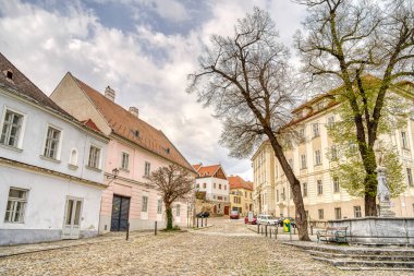Krems and der Donau, Austria - April 2022 : Historical center in cloudy weather       