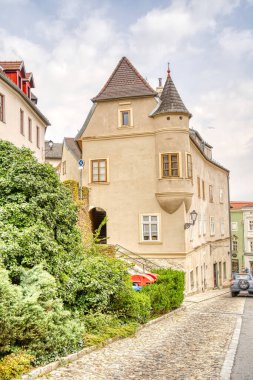 Krems and der Donau, Austria - April 2022 : Historical center in cloudy weather       