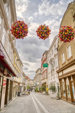 Krems and der Donau, Austria - April 2022 : Historical center in cloudy weather       