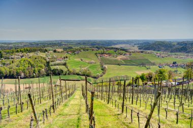 Riegersburg, Austria - April 2022 : Historical village in springtime