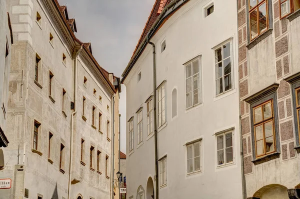 Krems and der Donau, Austria - April 2022 : Historical center in cloudy weather       