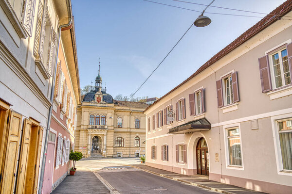 Bad Radkersburg, Austria - April 2022 : Historical center in sunny weather