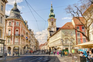 Graz, Austria : April 2022 : Historical center in springtime