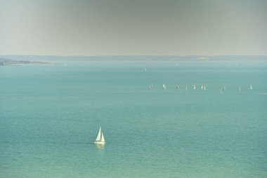 Tihany, Hungary - October 2021 : Picturesque village on Lake Balaton in sunny weather