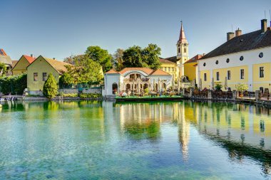 Tihany, Hungary - October 2021 : Picturesque village on Lake Balaton in sunny weather