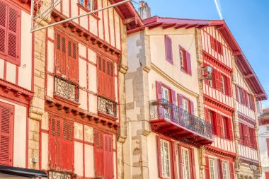 Espelette, France - December 2020: Picturesque village in sunny weather