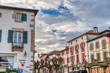 Espelette, France - December 2020: Picturesque village in sunny weather
