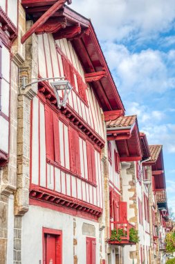 Espelette, France - December 2020: Picturesque village in sunny weather