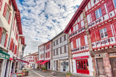 Espelette, France - December 2020: Picturesque village in sunny weather
