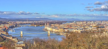 Budapest, Hungary - December 2019 : Historical center of the city and the Danube River