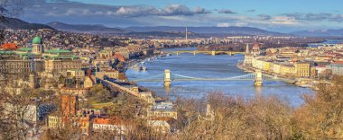 Budapest, Hungary - December 2019 : Historical center of the city and the Danube River