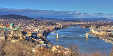 Budapest, Hungary - December 2019 : Historical center of the city and the Danube River