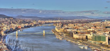 Budapest, Hungary - December 2019 : Historical center of the city and the Danube River