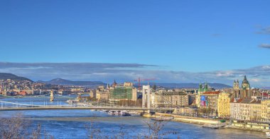 Budapest, Hungary - December 2019 : Historical center of the city and the Danube River