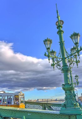 Budapest, Hungary - February 2021: Liberty Bridge in sunny weather