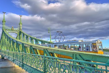 Budapest, Hungary - February 2021: Liberty Bridge in sunny weather