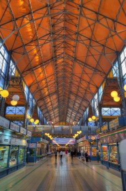 Budapest, Hungary - February 2021 : Great Market Hall in wintertime, HDR Image