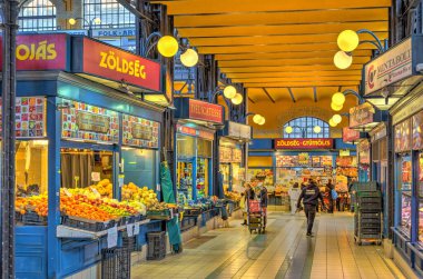 Budapest, Hungary - February 2021 : Great Market Hall in wintertime, HDR Image