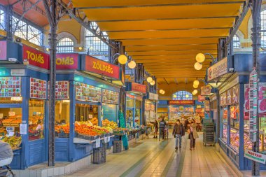 Budapest, Hungary - February 2021 : Great Market Hall in wintertime, HDR Image