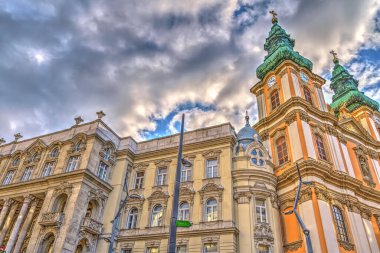 Budapest, Hungary - February 2021: Historical city center in sunny weather