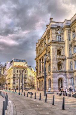 Budapest, Hungary - February 2021: Historical city center in sunny weather