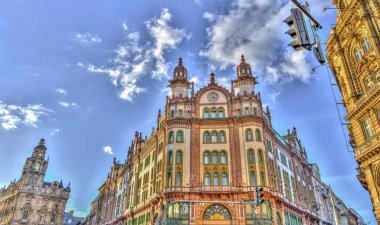 Budapest, Hungary - February 2021: Historical city center in sunny weather