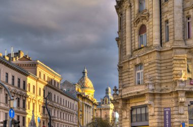Budapest, Hungary - February 2021: Historical city center in sunny weather