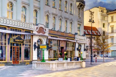 Budapest, Hungary - February 2021: Historical city center in sunny weather