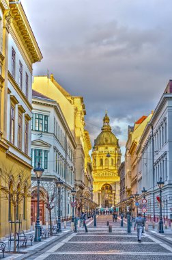 Budapest, Hungary - February 2021: Historical city center in sunny weather