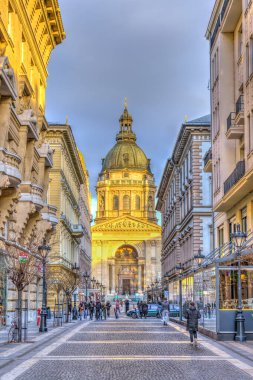 Budapest, Hungary - February 2021: Historical city center in sunny weather