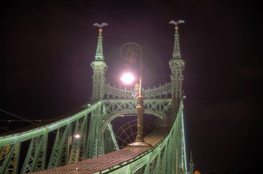 Budapest, Hungary - August 2021: View on the Liberty Bridge by night in summer