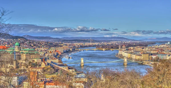 Budapest Hungary December 2019 Historical Center City Danube River — стокове фото