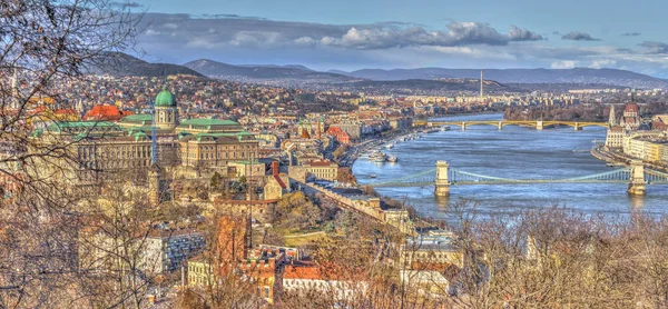 Budapest Hungary December 2019 Historical Center City Danube River — стокове фото