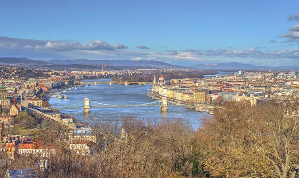 Budapest Hungary December 2019 Historical Center City Danube River — стокове фото