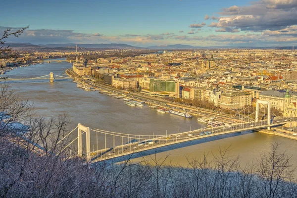 Budapest Hungary December 2019 Historical Center City Danube River — стокове фото
