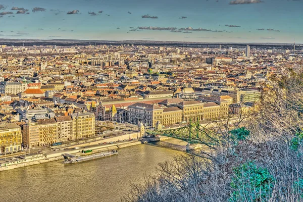 Budapest Hungary December 2019 Historical Center City Danube River — стокове фото