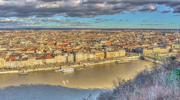 Budapest Hungary December 2019 Historical Center City Danube River — стокове фото