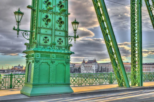 Budapest Hungary February 2021 Liberty Bridge Sunny Weather — стокове фото