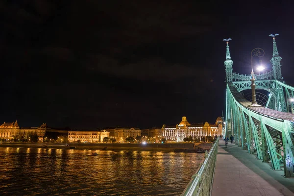 Budapest Hungary August 2021 View Liberty Bridge Night Summer — Stock Fotó
