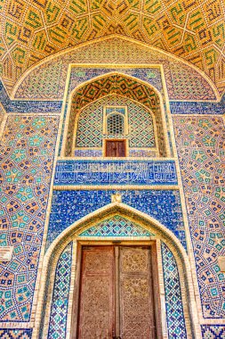 Bukhara, Uzbekistan - October 2019 : Qosh Madrasah in sunny weather