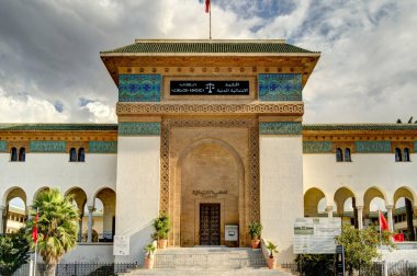 Casablanca, Morocco - November 2021 : Arab League Park and Cathedral in cloudy weather, HDR Image