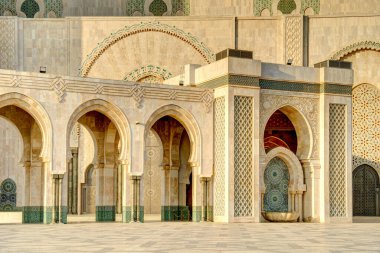 Casablanca, Morocco - November 2021 : Habous Medina, Hassan II Mosque, Historical center, HDR  clipart