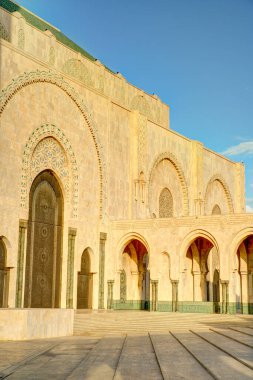 Casablanca, Morocco - November 2021 : Habous Medina, Hassan II Mosque, Historical center, HDR 
