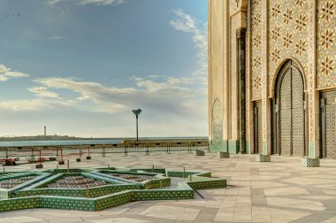 Casablanca, Morocco - November 2021 : Habous Medina, Hassan II Mosque, Historical center, HDR 