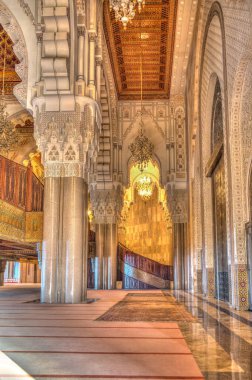 Casablanca, Morocco - November 2021 : Habous Medina, Hassan II Mosque, Historical center, HDR 