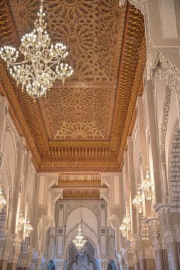 Casablanca, Morocco - November 2021 : Habous Medina, Hassan II Mosque, Historical center, HDR 